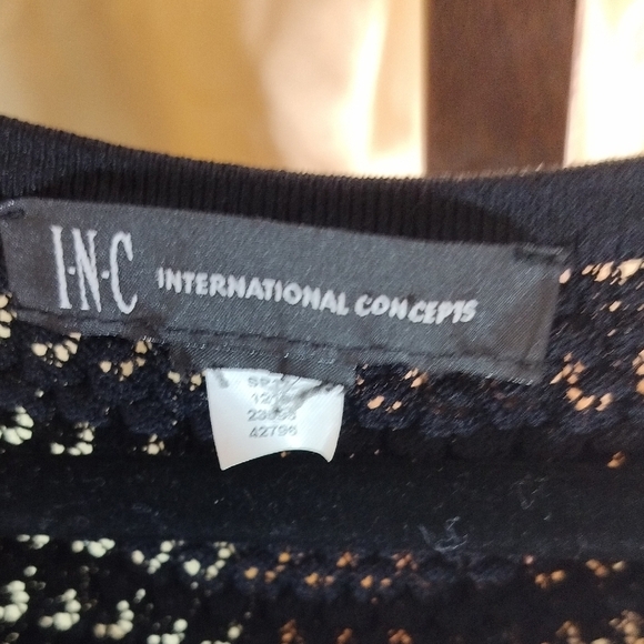 INC International Concepts Black Embellished Cap Sleeve Blouse - Picture 2 of 4